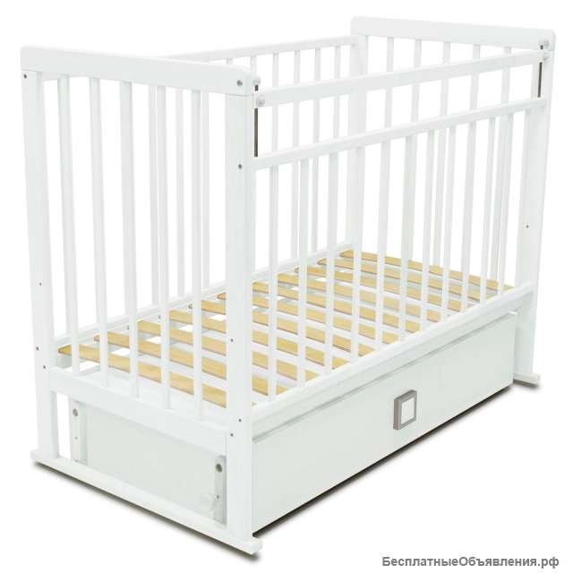 Кровать Babyton поперечный маятник с ящиком Белый