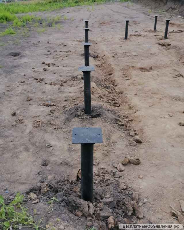 Монтаж свайно-винтового фундамента