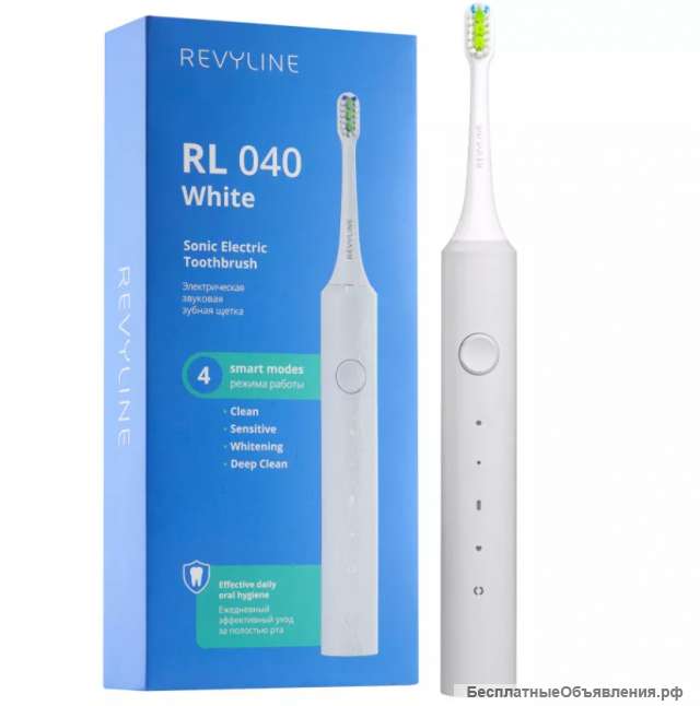 Звуковая зубная щетка Revyline RL040 в белом дизайне