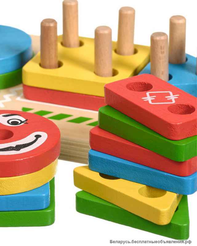 Сортер Клоун, деревянная игрушка геометрик + Шнуровка