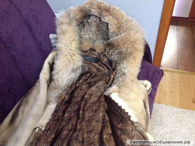 Шуба из норки с капюшоном из рыси