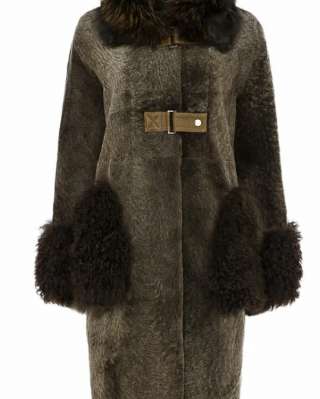 Шуба из овчины отделка калган + енот