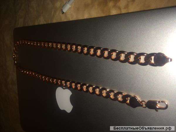 Брутальная мужская цепь розовое золото