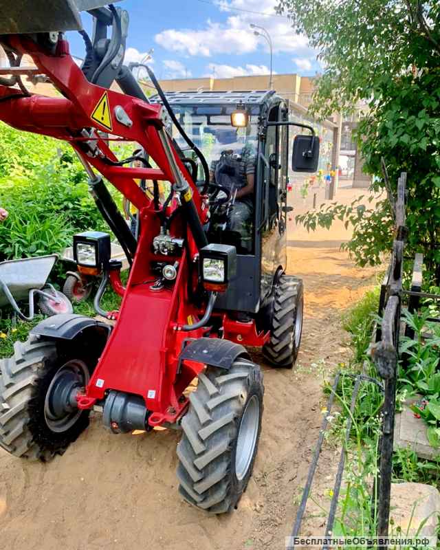 Сочлененный мини погрузчик б/у Weidemann 1280 (ковш, щетка, вилы)