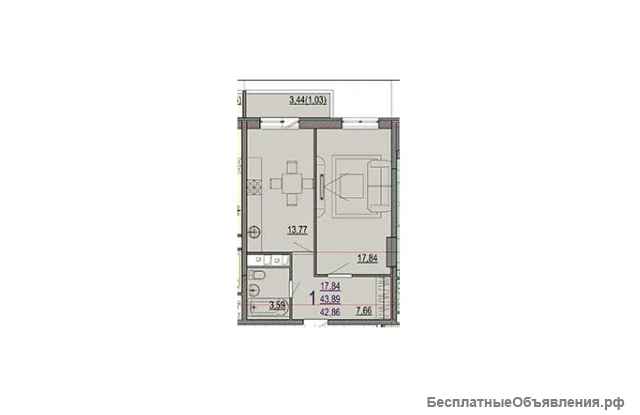 1к.кв 44м2 10/18эт.