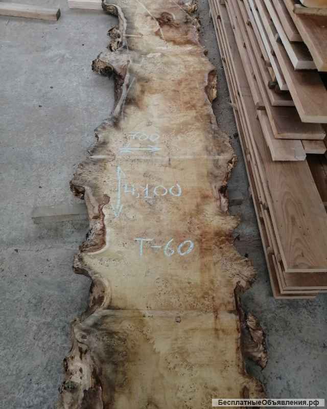 Слэбы из дуба, шпальтового бука, капового тополя, вербы, капового карагача, ясеня