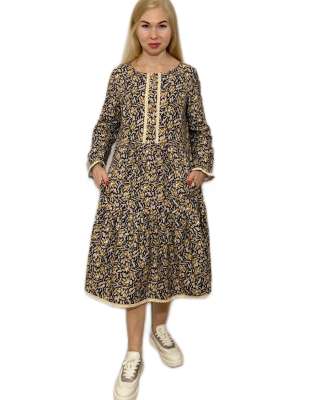 Платье женское ярусное нарядное теплое / Макошь- эко одежда