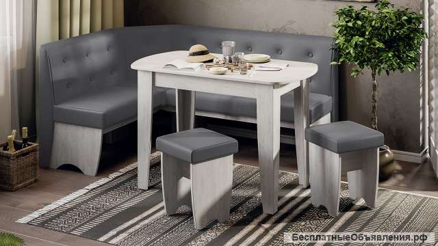 Кухонный уголок «Барселона» платиновый, серый