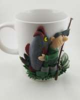 Кружка с декором из полимерной глины "Рыбак"