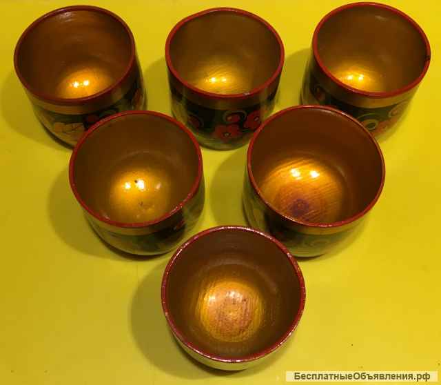 Стаканчики деревянные «Хохлома» 6 штук