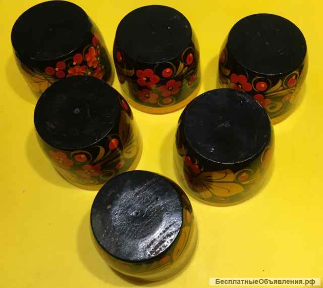Стаканчики деревянные «Хохлома» 6 штук
