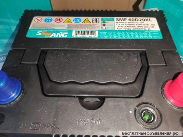 Аккумулятор sebang 55 А/ч 480 А SMF 60D20KL