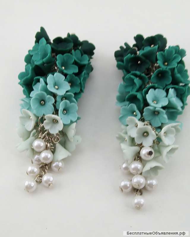 Серьги Цветочные зеленые