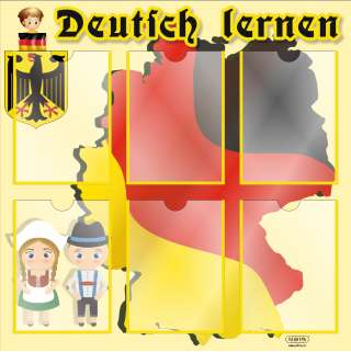 Стенд "Изучаем немецкий язык", 800х800 мм с карманами формата А4 (6 шт)