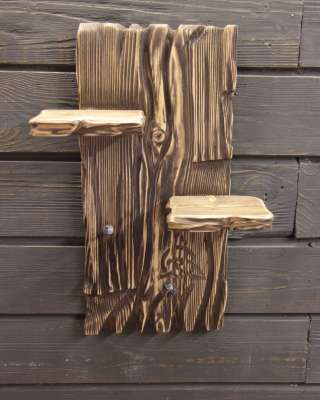 Вешалка деревянная настенная с полкой