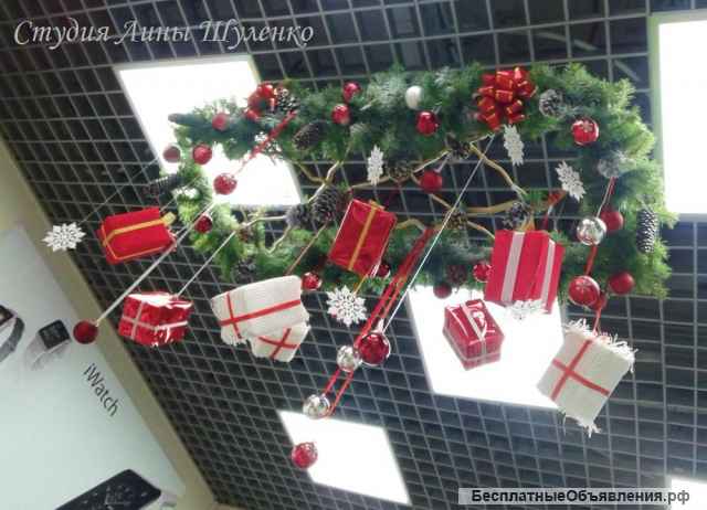 Новогодний декор Крым. Новогоднее оформление интерьеров и витрин, фотозона.