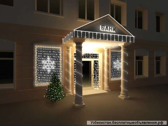 Новогоднее оформление входной группы. Ташкент