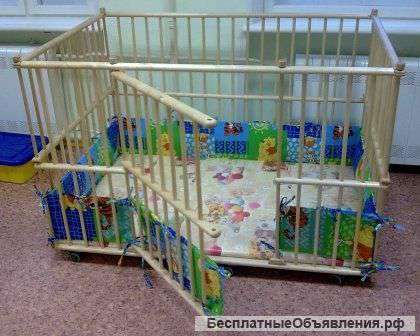 Усиленный большой детский деревянный манеж 1,0х1,5м