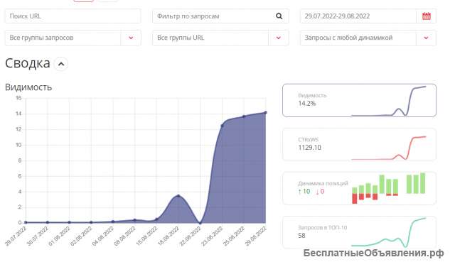 SEO-продвижение. Ощутимый результат виден уже через 2 недели