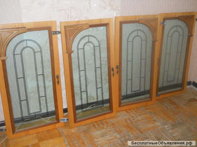Дверцы для мебельной стенки, стекла-витраж (4 шт)