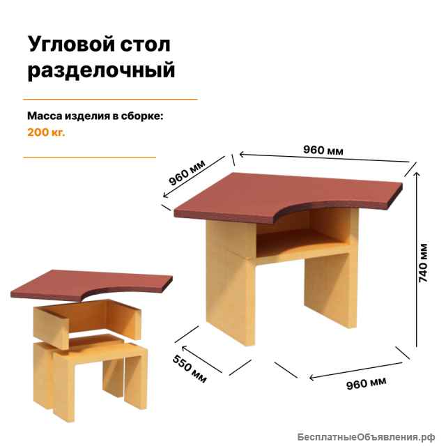 Стол разделочный угловой для участка и беседки
