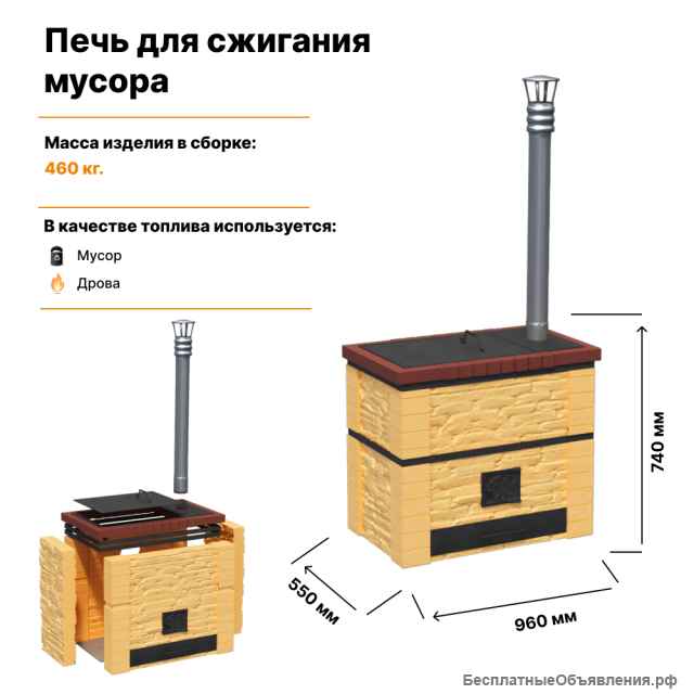 Печь для сжигания и утилизации мусора для участка