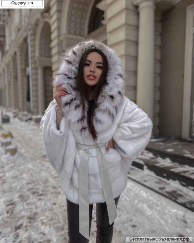 Норковая шуба с рысью магазин "Сударушка"