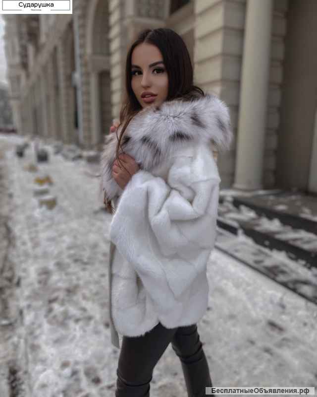 Норковая шуба с рысью магазин "Сударушка"
