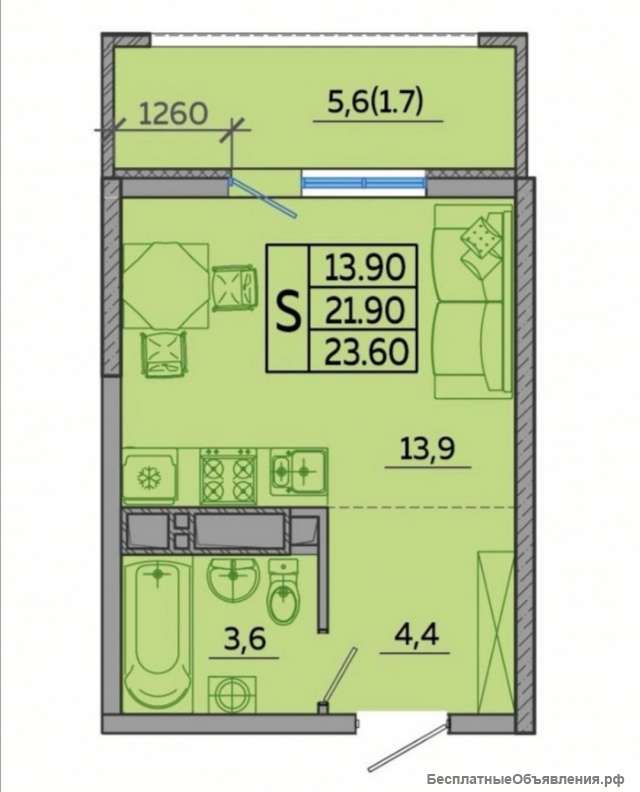 Студия в новом доме