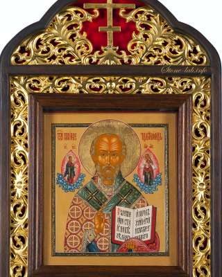 Икона Святой Николай Чудотворец. Киот.