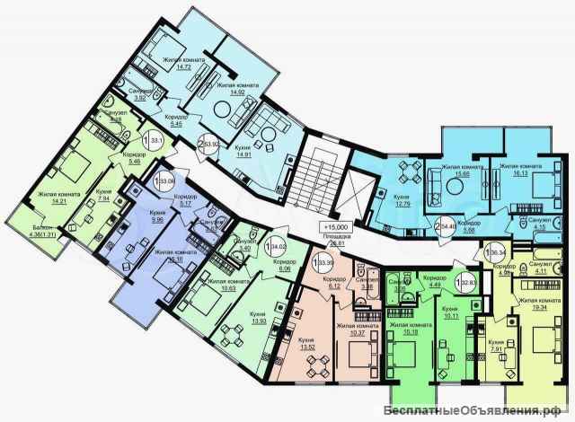 Централ Парк квартира 2/2/7 55кв.м.