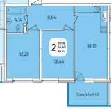 2 к.кв. 65 м2 3 эт Любимово