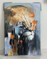 Картина маслом на холсте. Лев