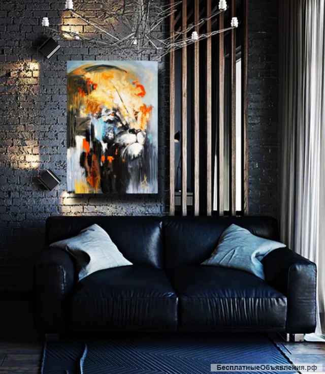 Картина маслом на холсте. Лев