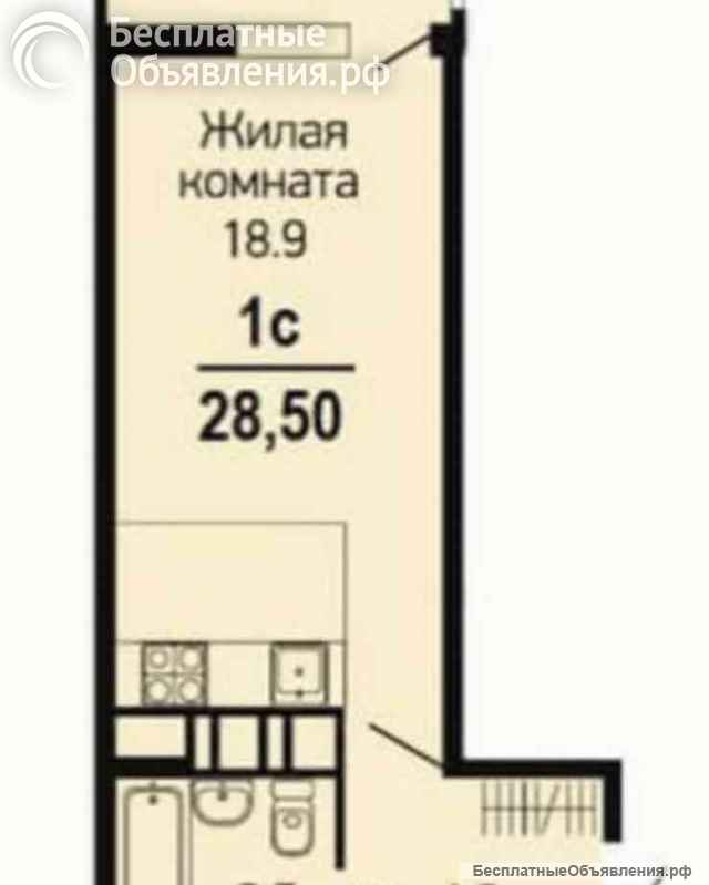 Студия 29 м2 Абрикосово