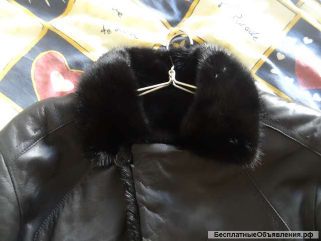 Мужская удлиненная зимняя куртка из натуральной кожи