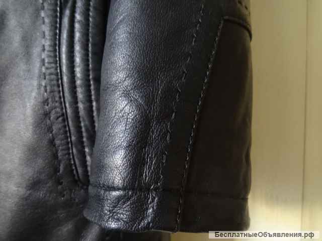 Мужская удлиненная зимняя куртка из натуральной кожи