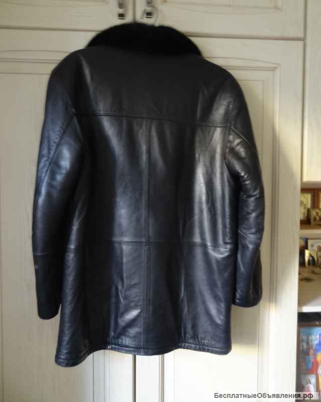 Мужская удлиненная зимняя куртка из натуральной кожи