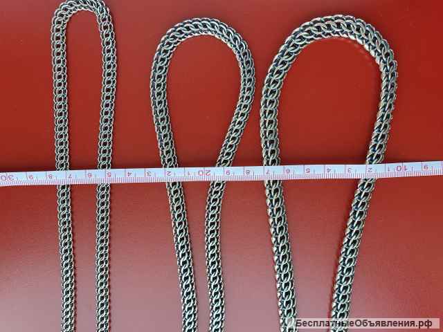 Цепи серебряные "питон" оксидированные