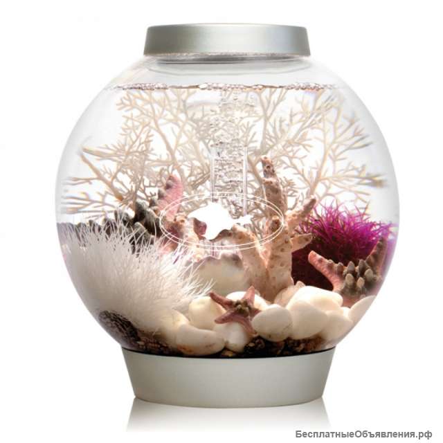 Аквариум круглый, серебренного цвета на 15 литров, biOrb Classic 15 LED silver