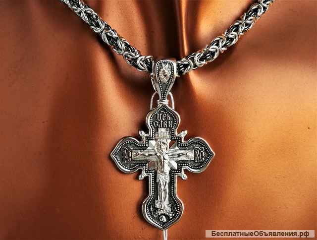 Крест серебряный православный, освященный