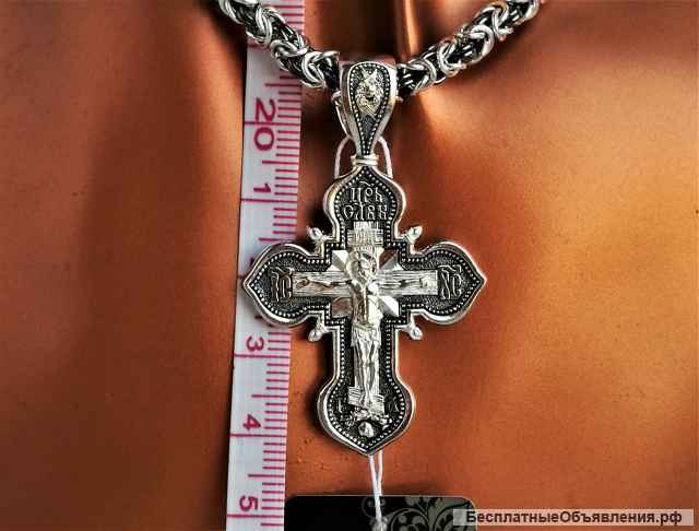 Крест серебряный православный, освященный