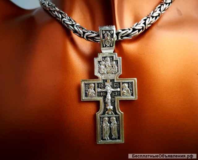 Крест серебро Православной церкви, освященный