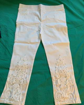 Бриджи женские с кружевом, стразами, стрейч, хлопок, 48-52 разм