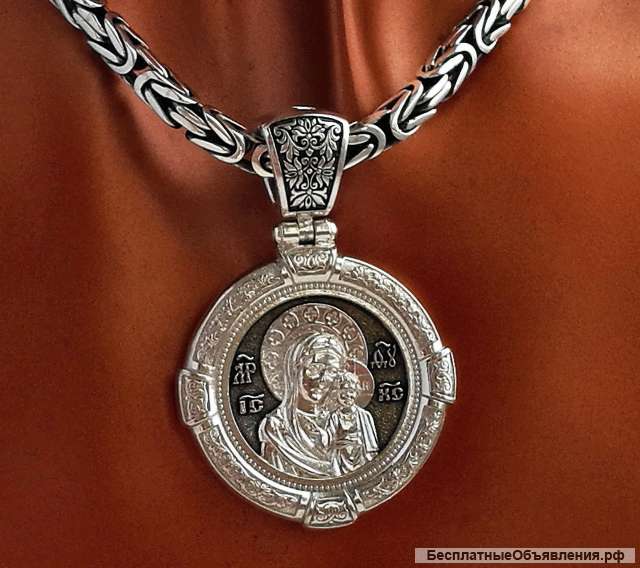 Подвеска образок серебро, оксидированная