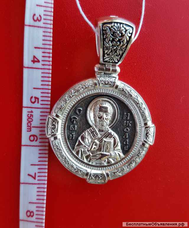 Подвеска образок серебро, оксидированная