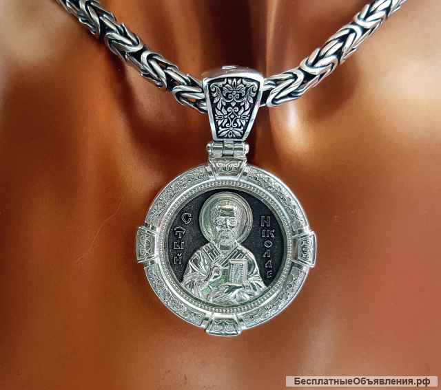 Подвеска образок серебро, оксидированная