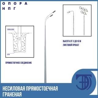 Несиловая прямостоечная граненая опора освещения НПГ