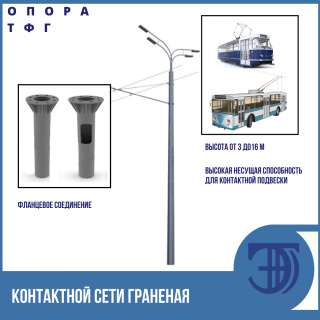 Опора контактной сети фланцевая граненая ТФГ