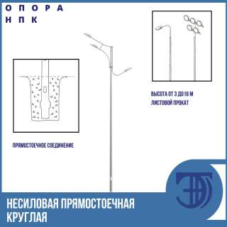 Несиловая прямостоечная круглоконическая опора освещения